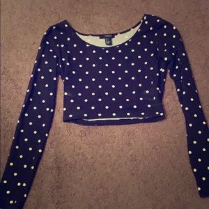Vintage crop top black and white dot